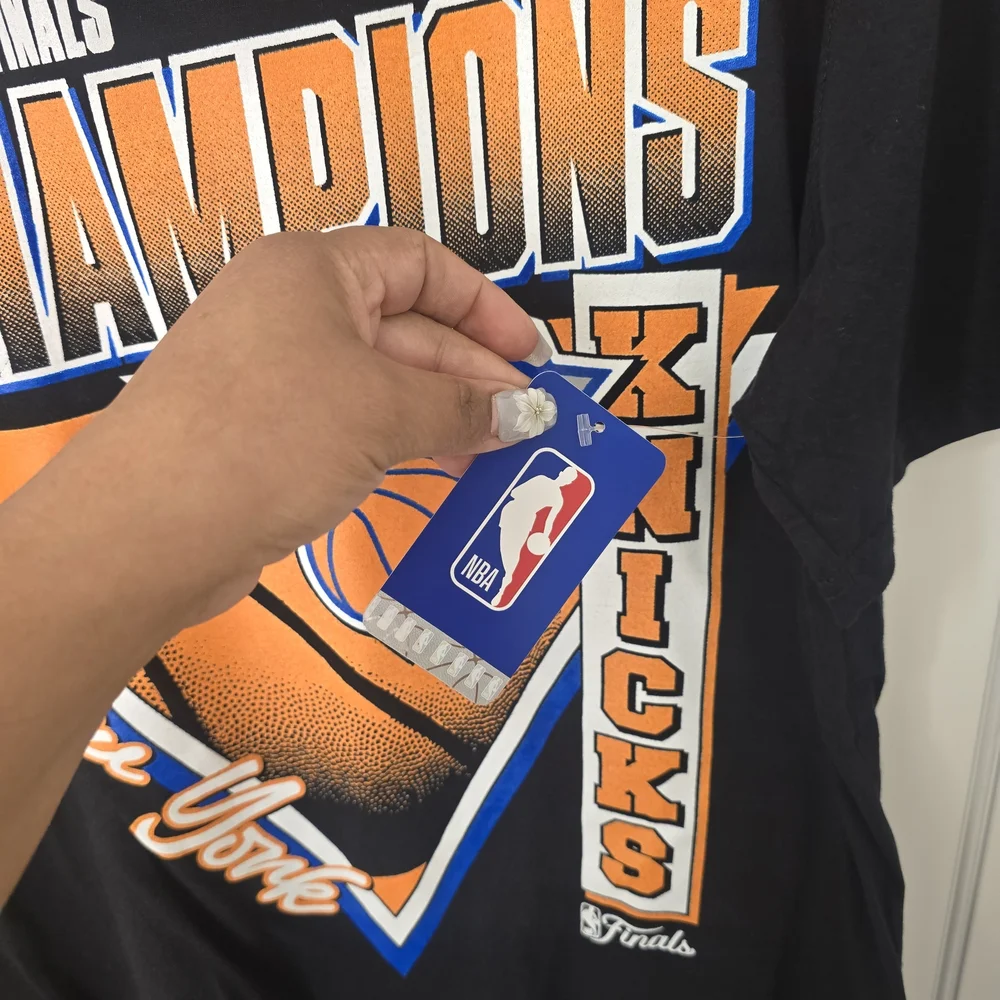 NBA New York Knicks Black Orange & Blue Crewneck Graphic Tee